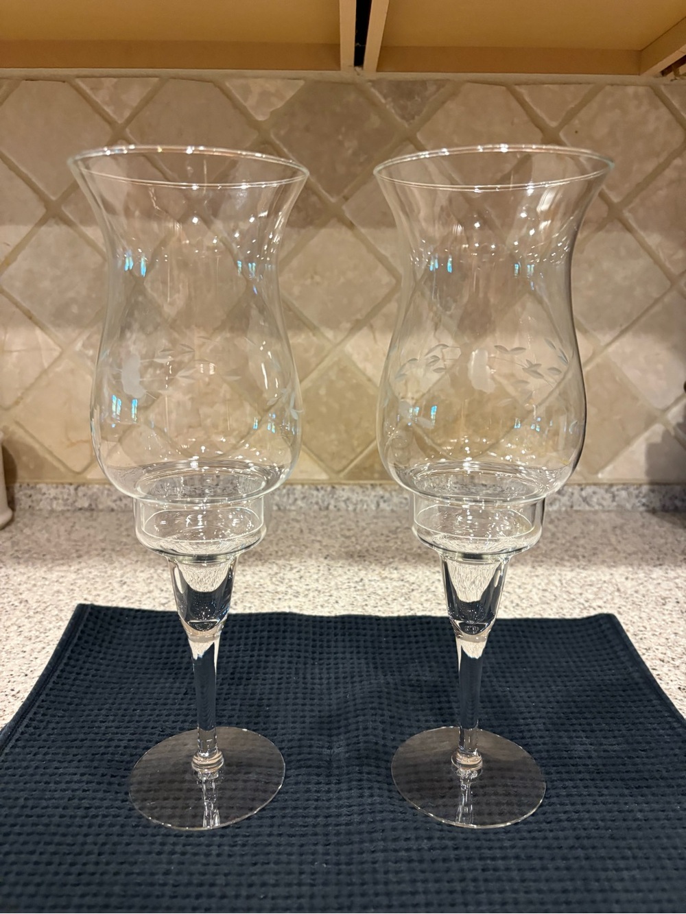 Vintage Princess House Heritage crystal hurricane candle holders (pattern #428)